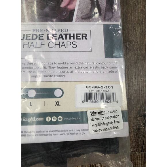 Tough 1 Equiroyal English Riding Half Chaps - Black Suede Leather - size S NEW - Picture 4 of 6